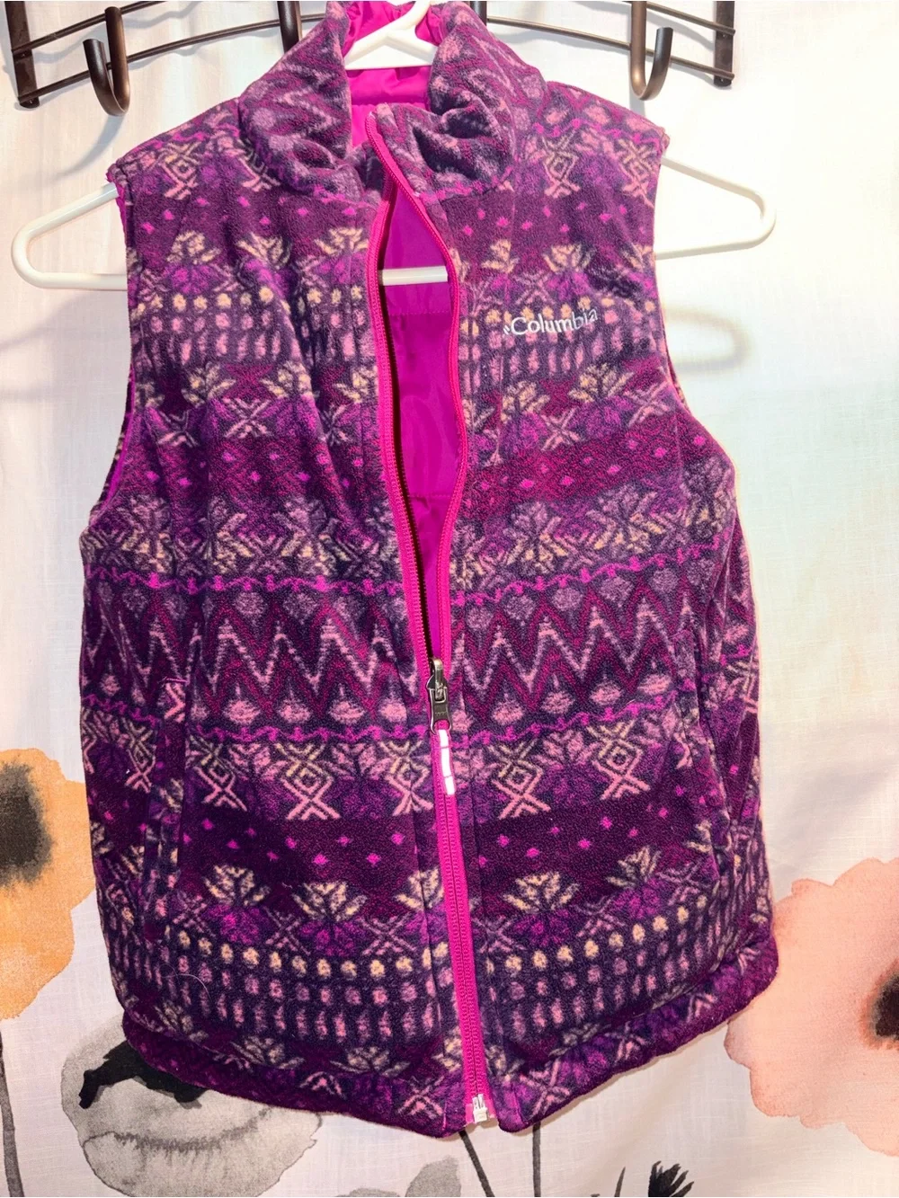 Columbia Girls' Pink and Purple Reversible Vest